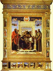 Giovanni Bellini. Pesaro Altarpiece. Coronation of the Virgin.